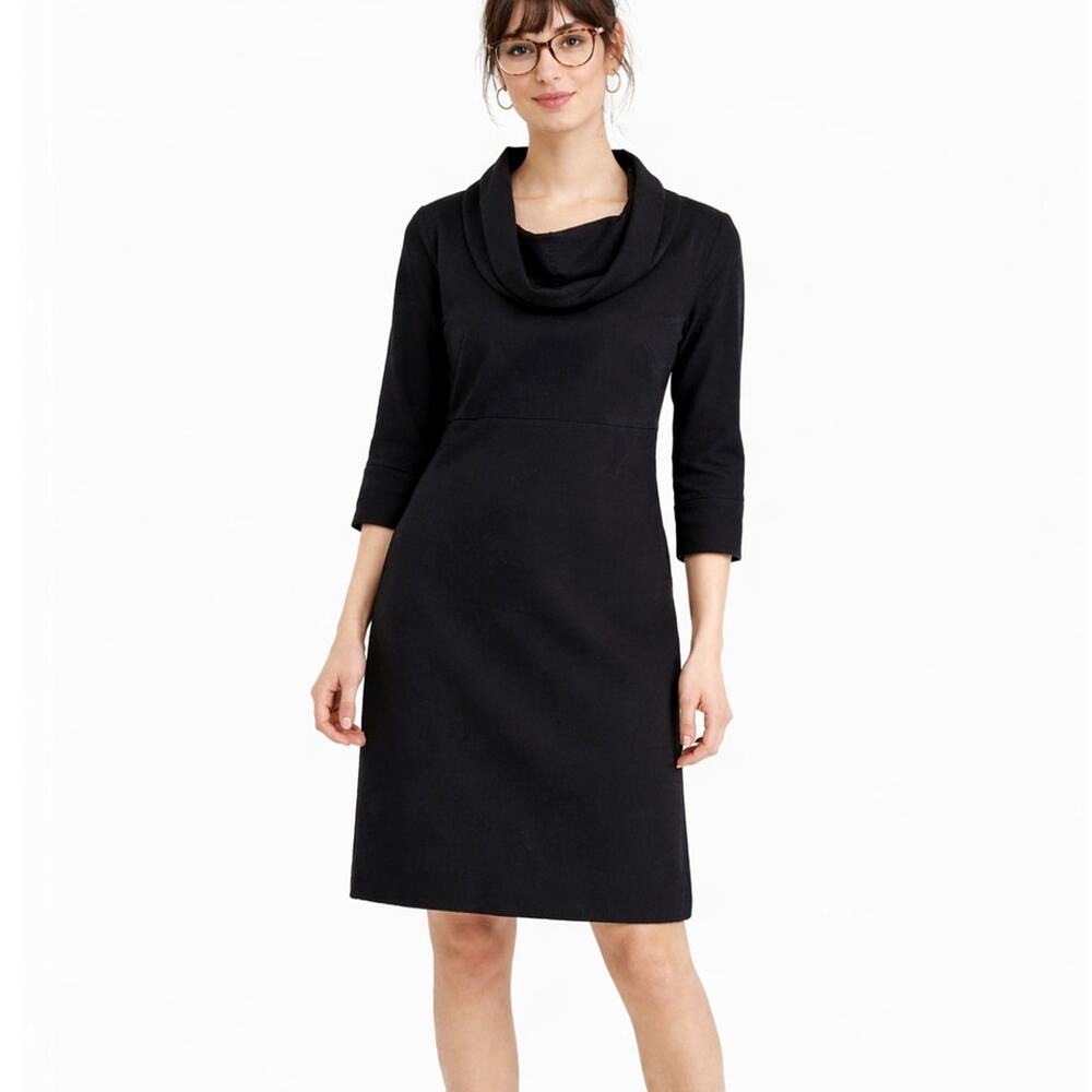 J Crew 4 Stretch Wool Work Dress $198 Cowl Neck Bodycon Pencil Skirt Black